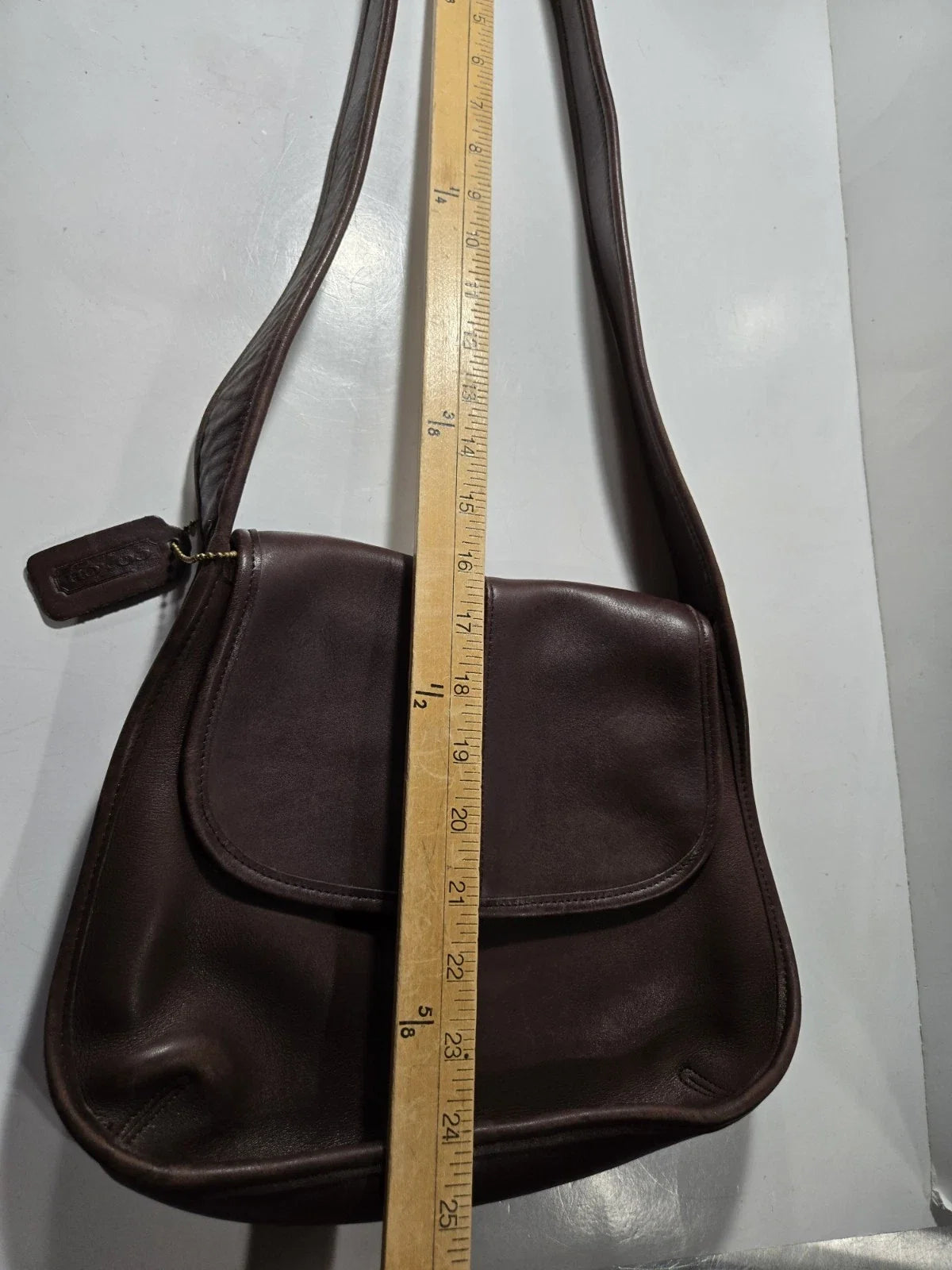 Coach Handbag 9034 Vintage 1990s Brown Ergo Flap Leather Shoulder Bag Rare EUC