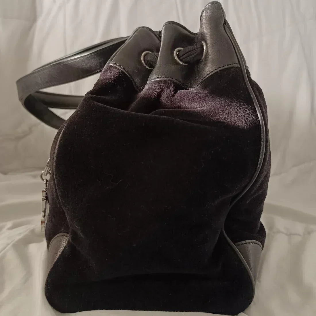 Juicy Couture Daydreamer Scottie Dog Rhinestone Black Tote Bag Purse Vintage Bow