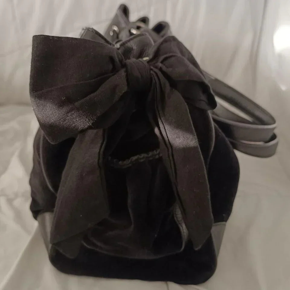 Juicy Couture Daydreamer Scottie Dog Rhinestone Black Tote Bag Purse Vintage Bow