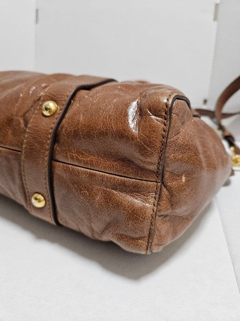 Miu Miu Vitello Lux 2way Handbag Shoulder bag Leather Brown Authentic w/Dust bag