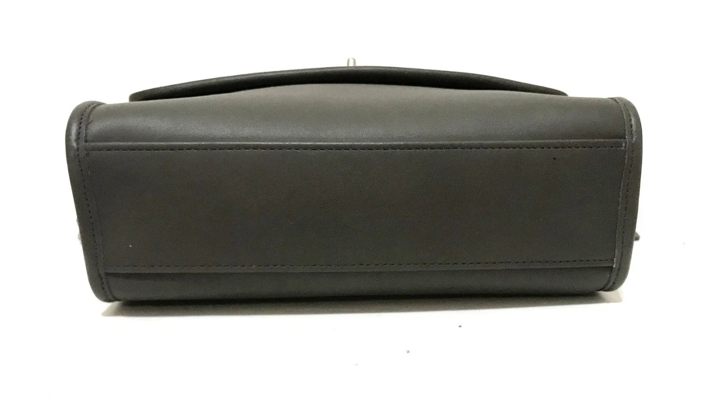 RARE Coach Vtg Classic Dark Gray Leather Sm Messenger Court Brief Bag 9870 USA!