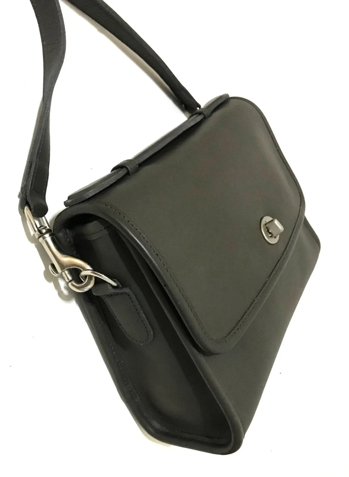 RARE Coach Vtg Classic Dark Gray Leather Sm Messenger Court Brief Bag 9870 USA!