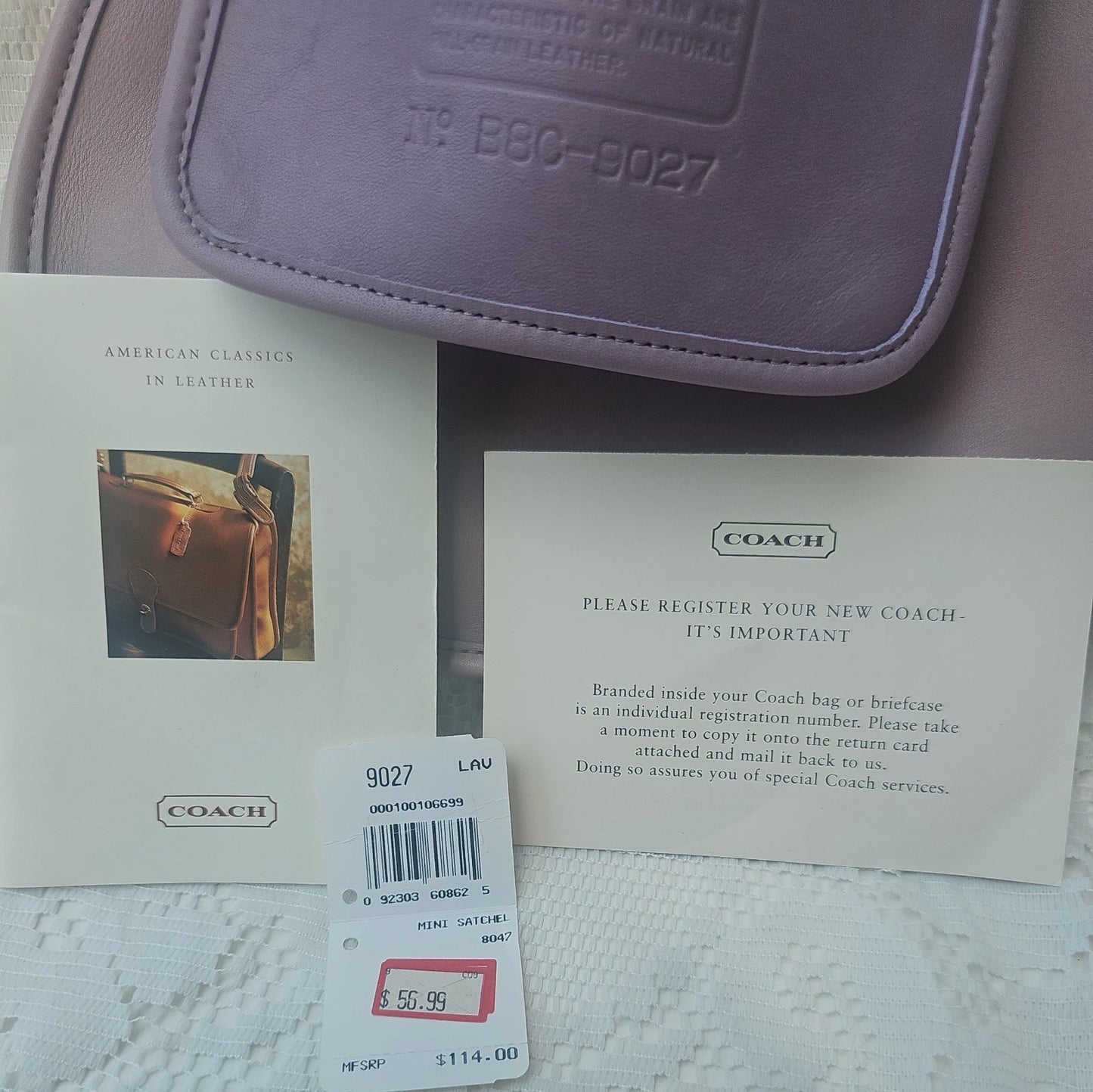 Vintage Coach Ergo Shoulder Bag 9027 Rare Lavender Purple Leather