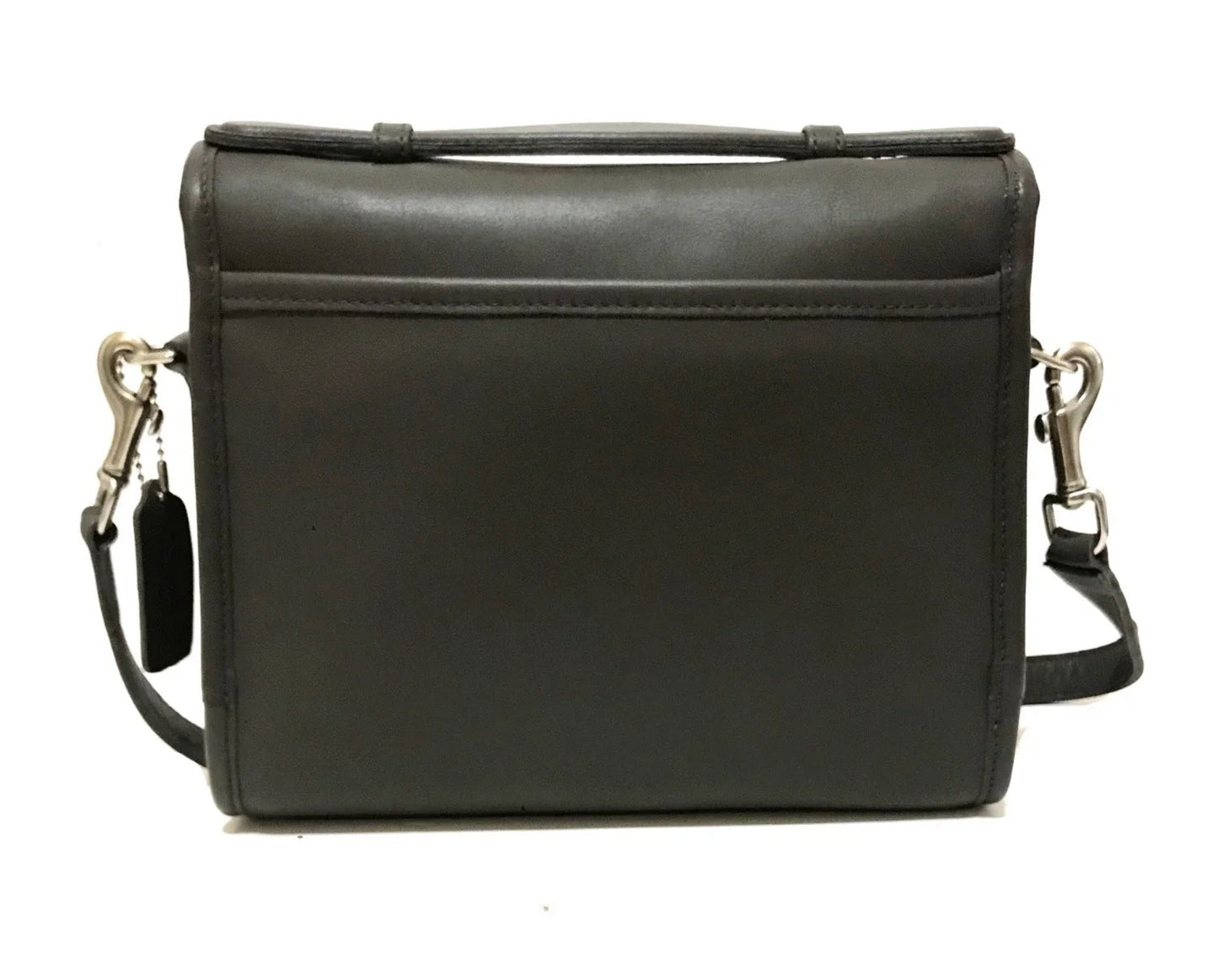 RARE Coach Vtg Classic Dark Gray Leather Sm Messenger Court Brief Bag 9870 USA!