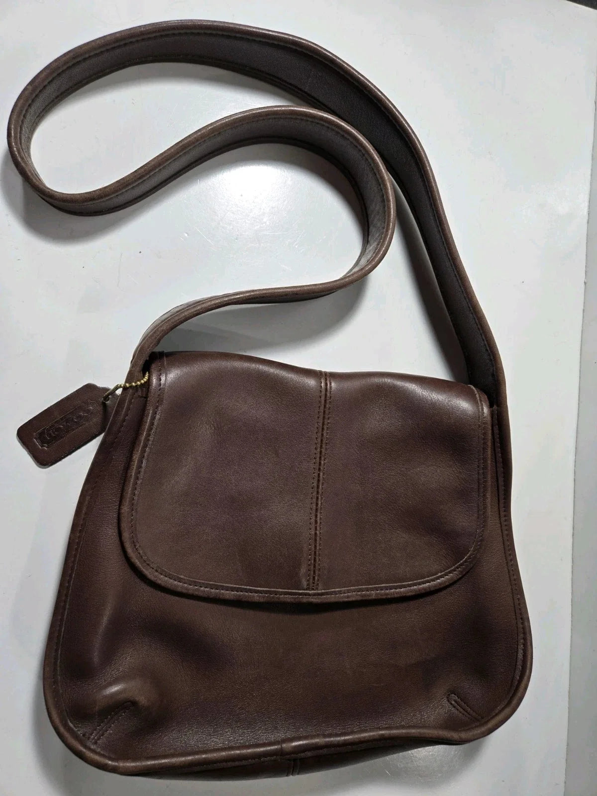 Coach Handbag 9034 Vintage 1990s Brown Ergo Flap Leather Shoulder Bag Rare EUC