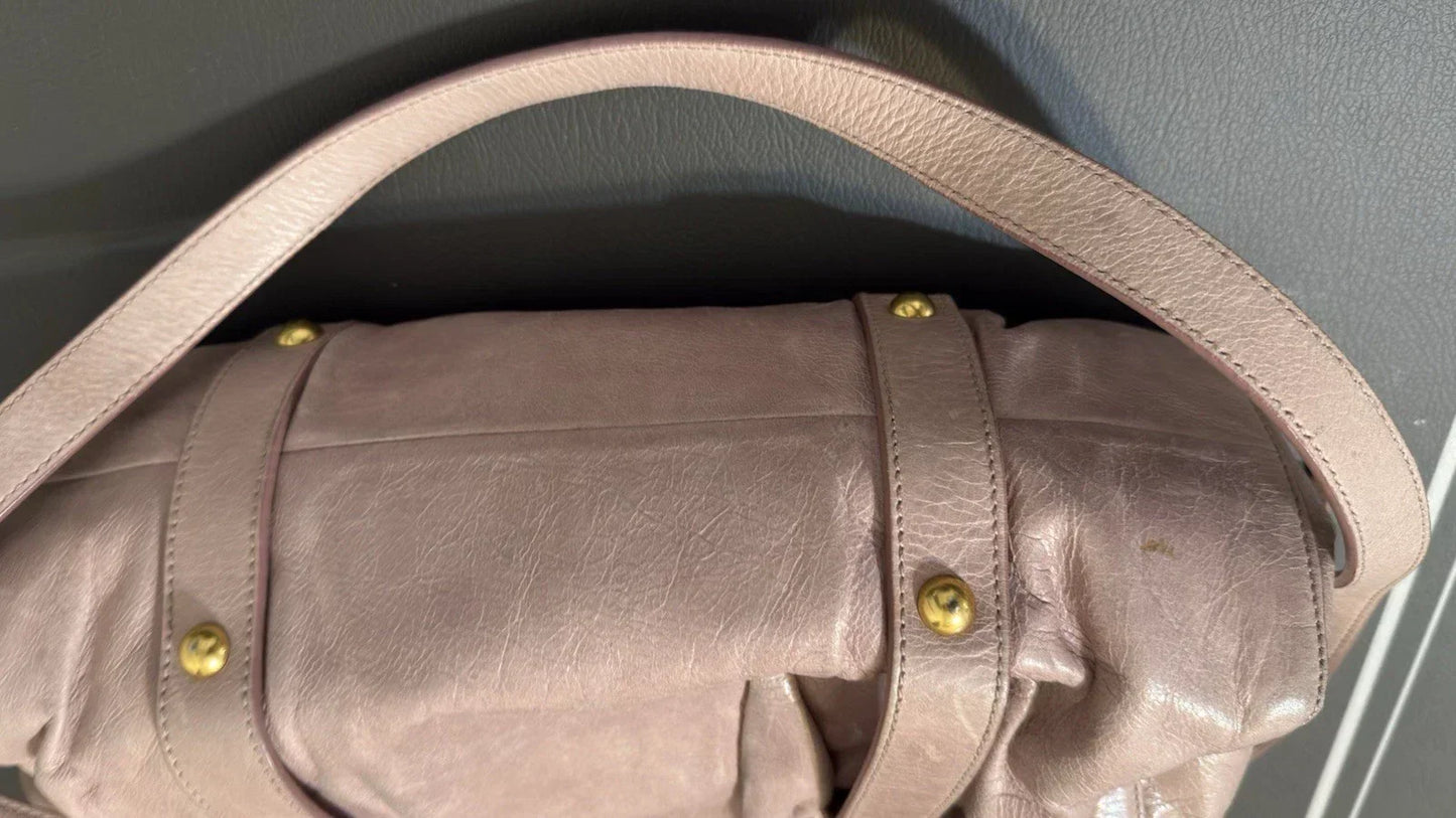 Miu Miu Vitello Shine Top Handle Satchel Handbag with /Shoulder Strap