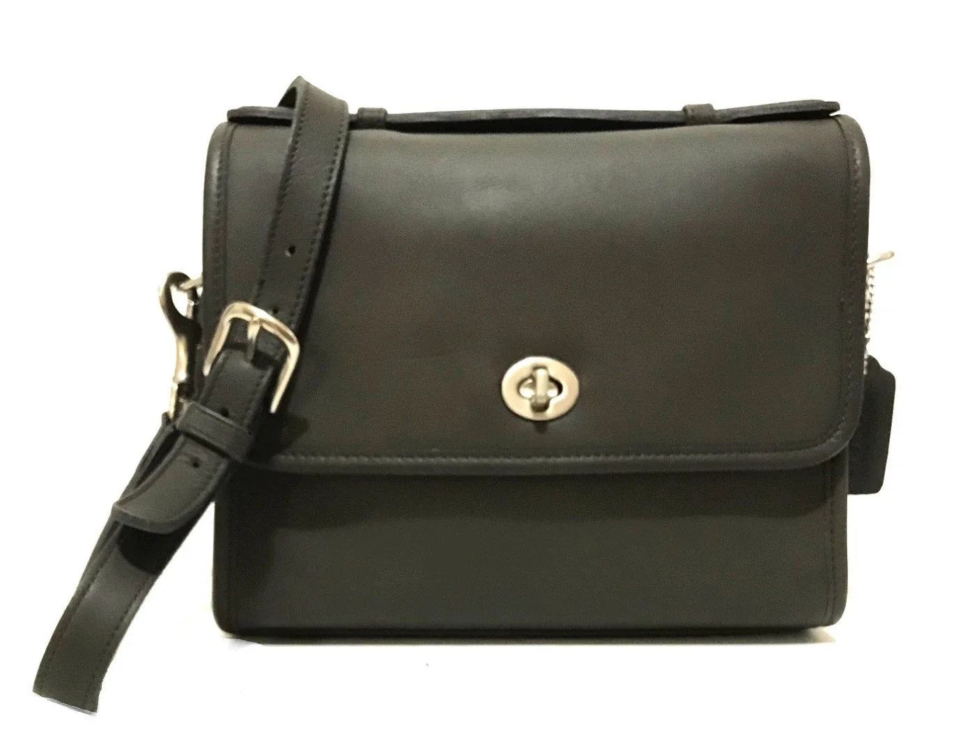 RARE Coach Vtg Classic Dark Gray Leather Sm Messenger Court Brief Bag 9870 USA!