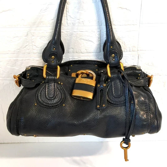 Chloe Paddington Black Leather Handbag Shoulder