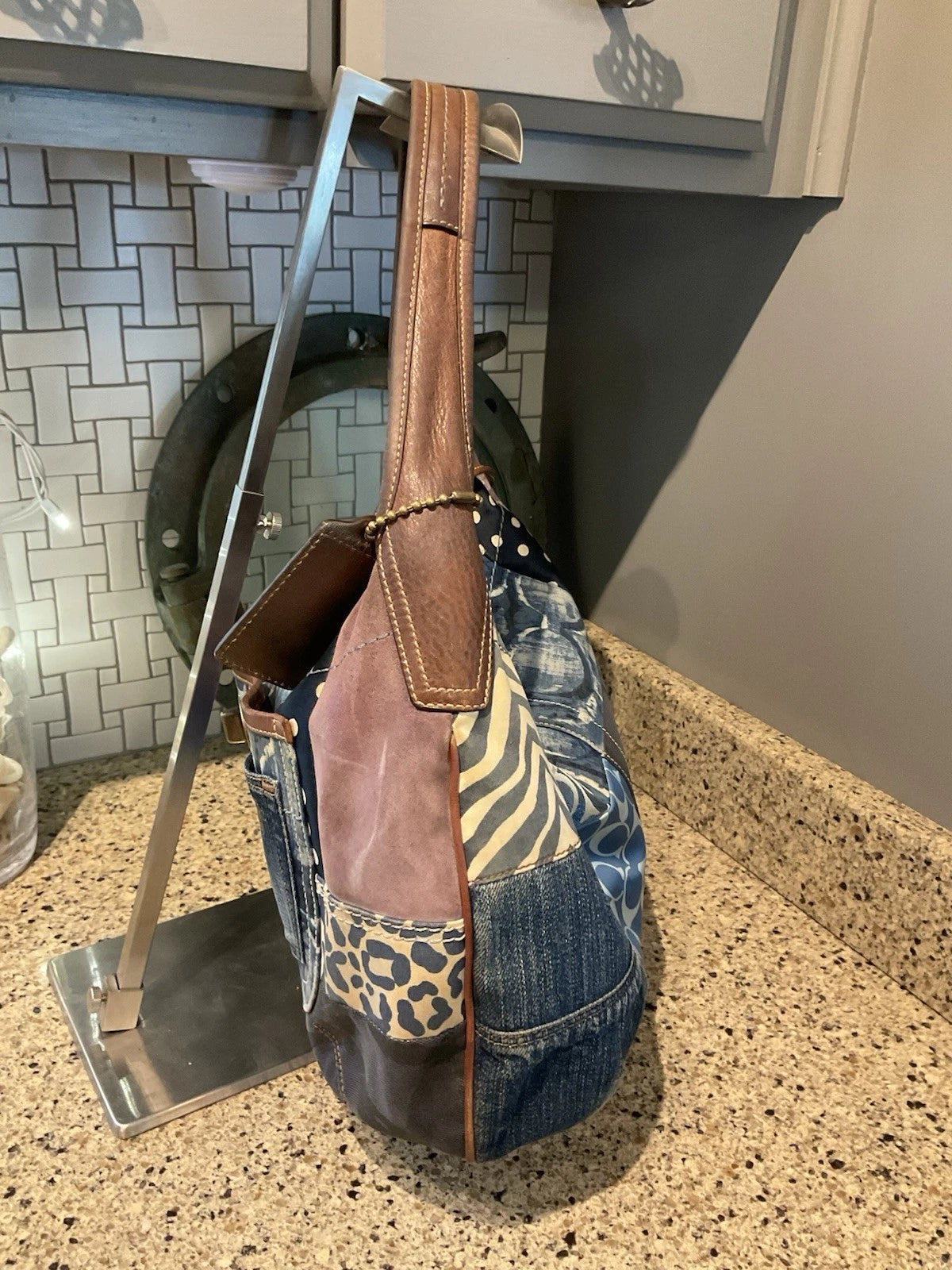 COACH Vintage DENIM Patchwork Ergo Bag & Wristlet LIMITED EDITION 10809