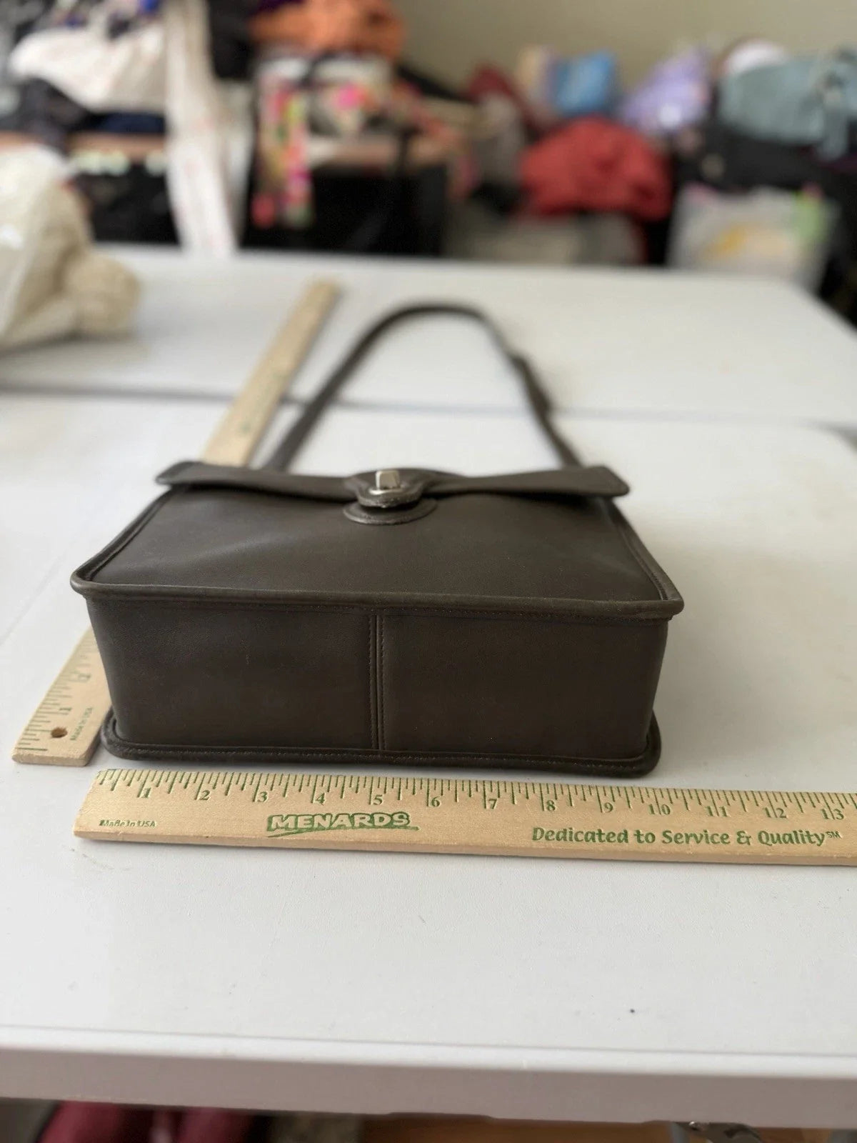 Vintage 90s Dark Gray Coach Willis Bag 9927 Nickel Hardware Charm Clean Interior