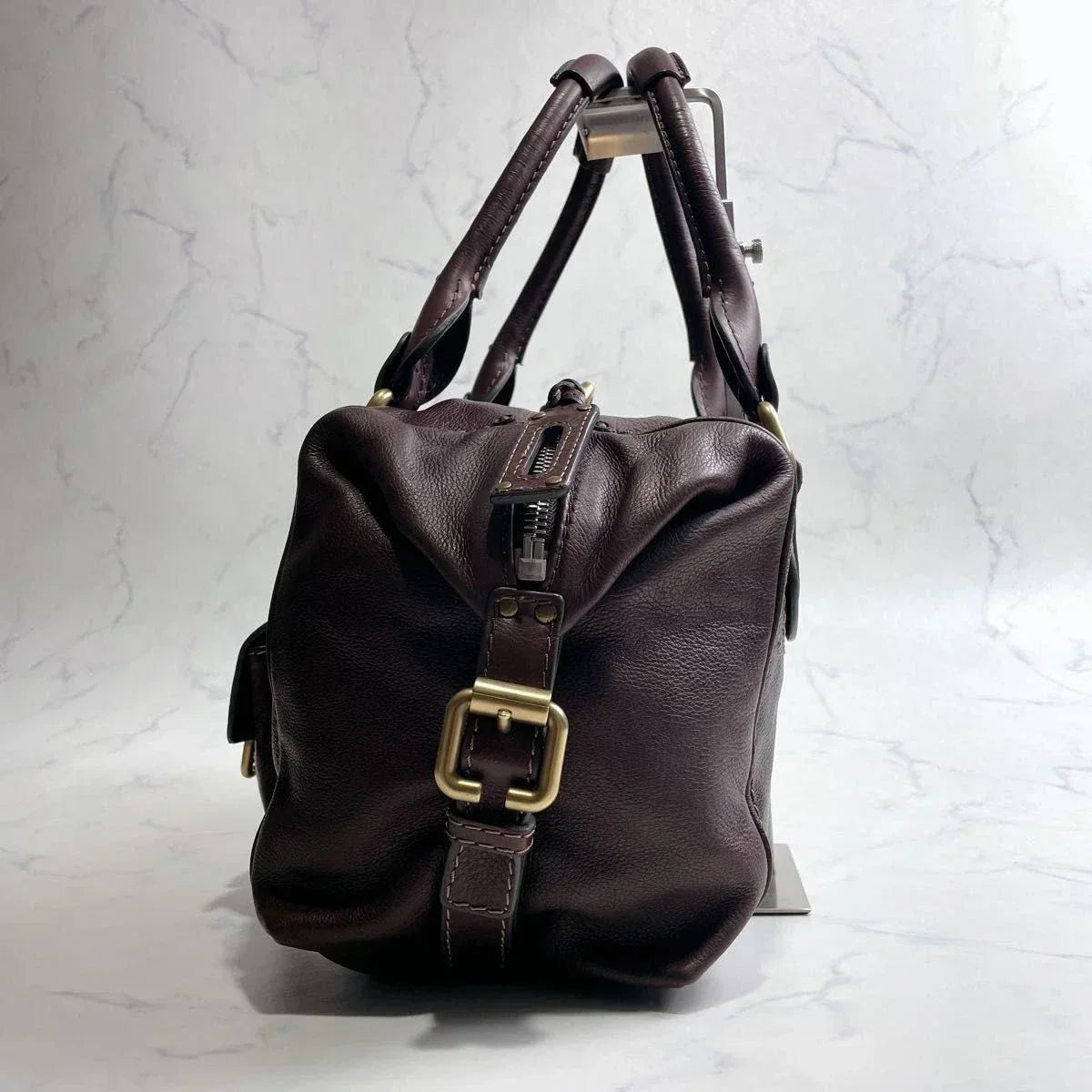 CHLOE Paddington 2way Handbag Chocolate Brown Leather Studs Authentic