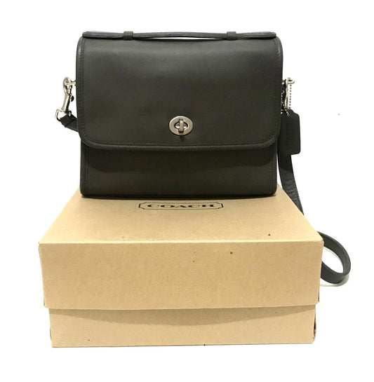 RARE Coach Vtg Classic Dark Gray Leather Sm Messenger Court Brief Bag 9870 USA!