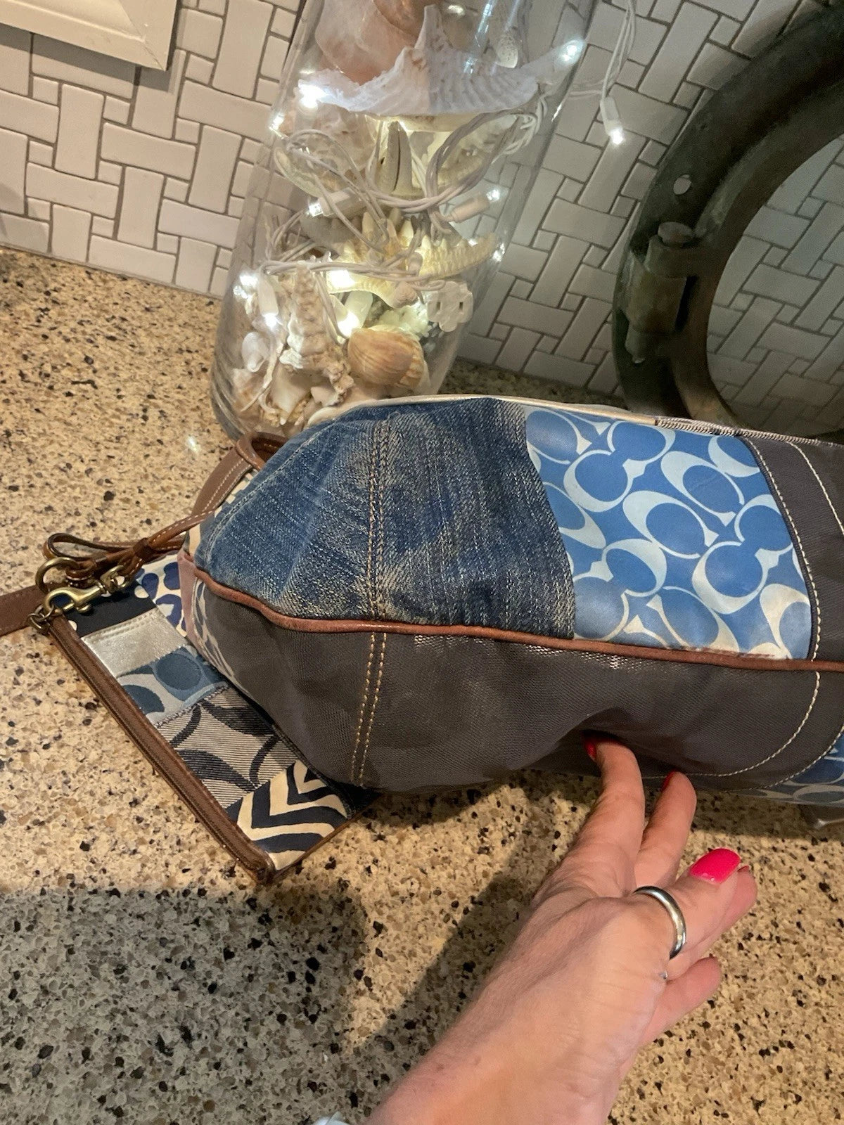 COACH Vintage DENIM Patchwork Ergo Bag & Wristlet LIMITED EDITION 10809