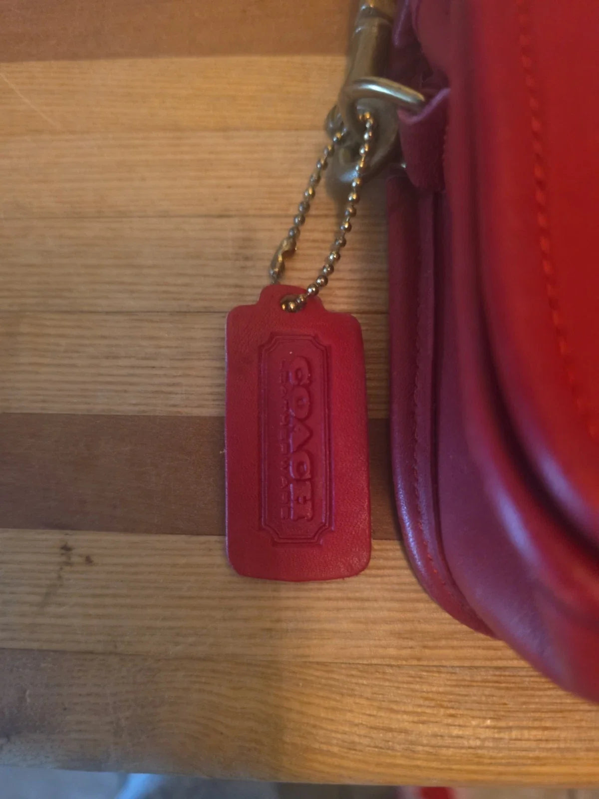Vintage Red Dinky Crossbody Coach Bag. Made in New York City USA, 70s