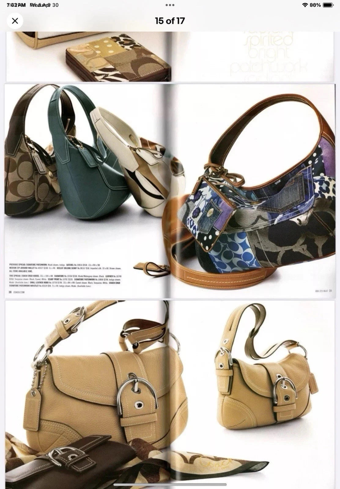 COACH Vintage DENIM Patchwork Ergo Bag & Wristlet LIMITED EDITION 10809