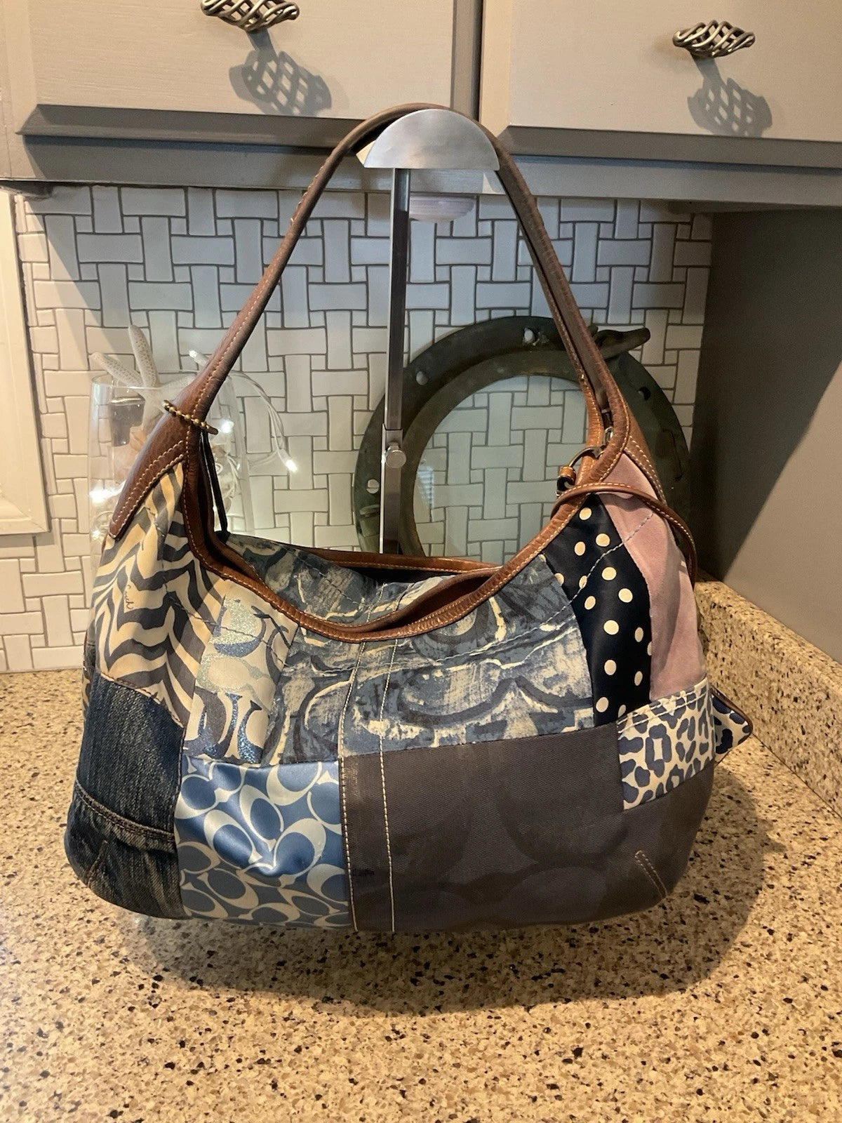 COACH Vintage DENIM Patchwork Ergo Bag & Wristlet LIMITED EDITION 10809