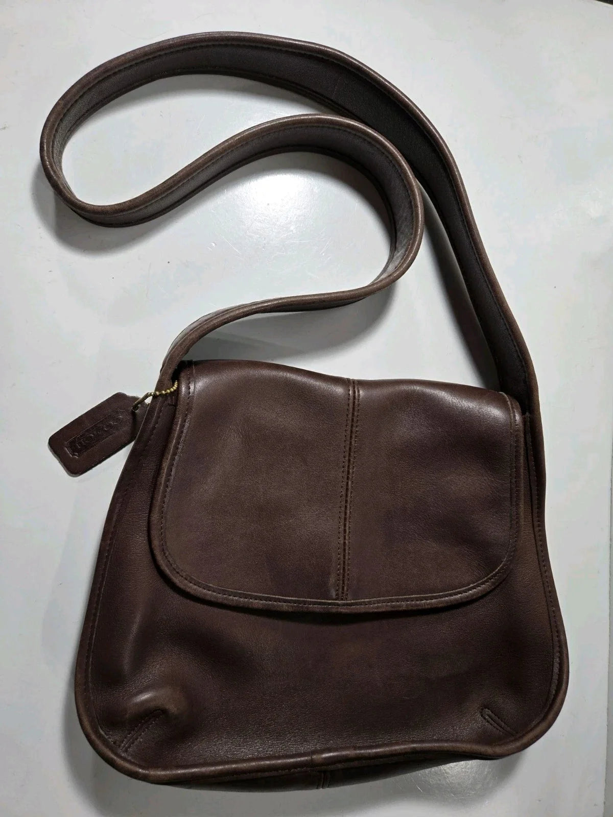 Coach Handbag 9034 Vintage 1990s Brown Ergo Flap Leather Shoulder Bag Rare EUC