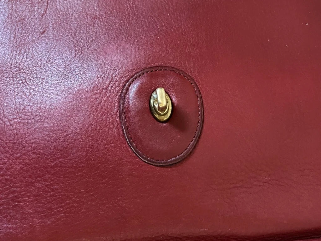 VTG Coach Willis Bag 9927 Dark Red Glove Tanned Leather Crossbody Satchel 1994