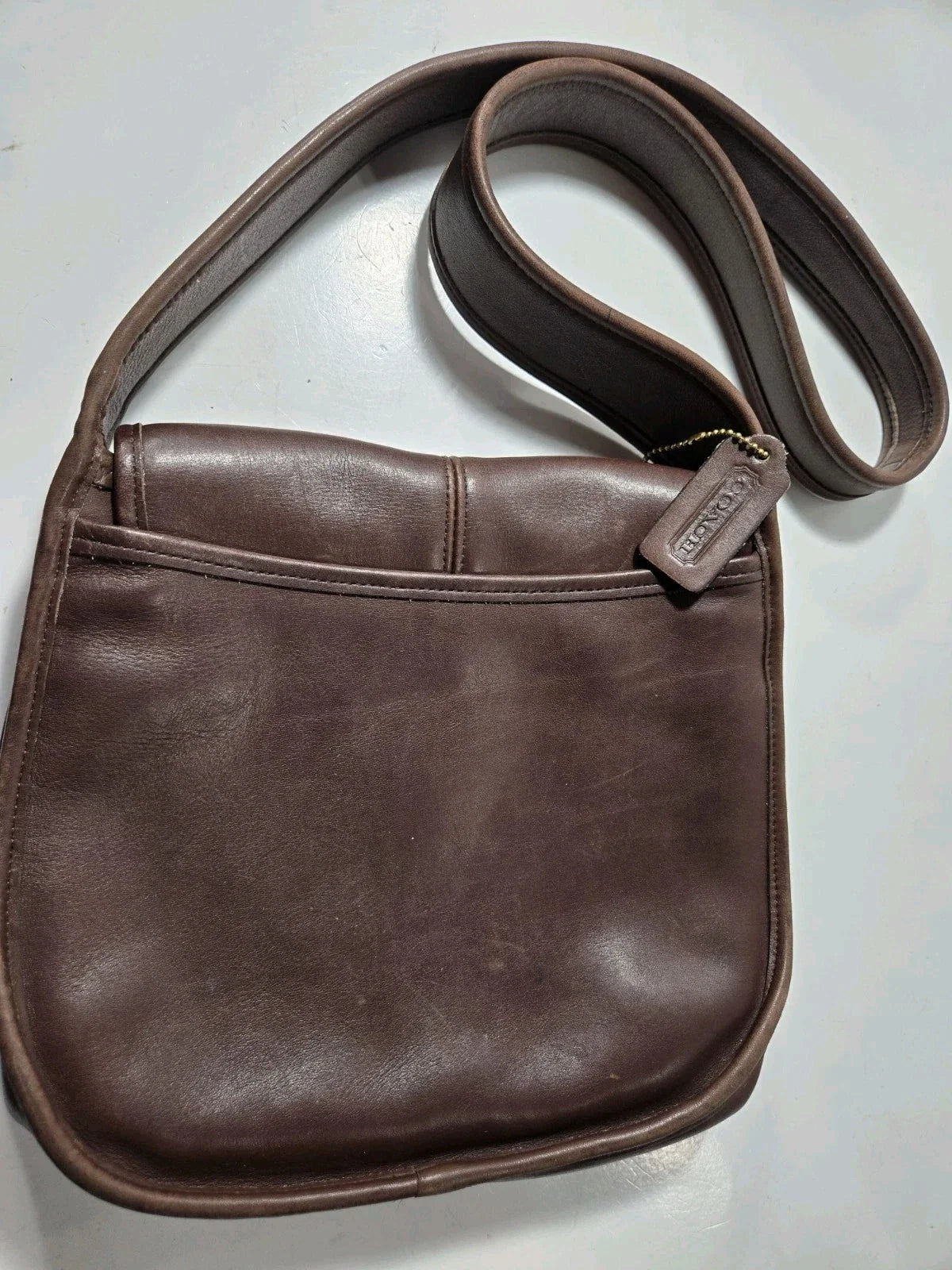 Coach Handbag 9034 Vintage 1990s Brown Ergo Flap Leather Shoulder Bag Rare EUC