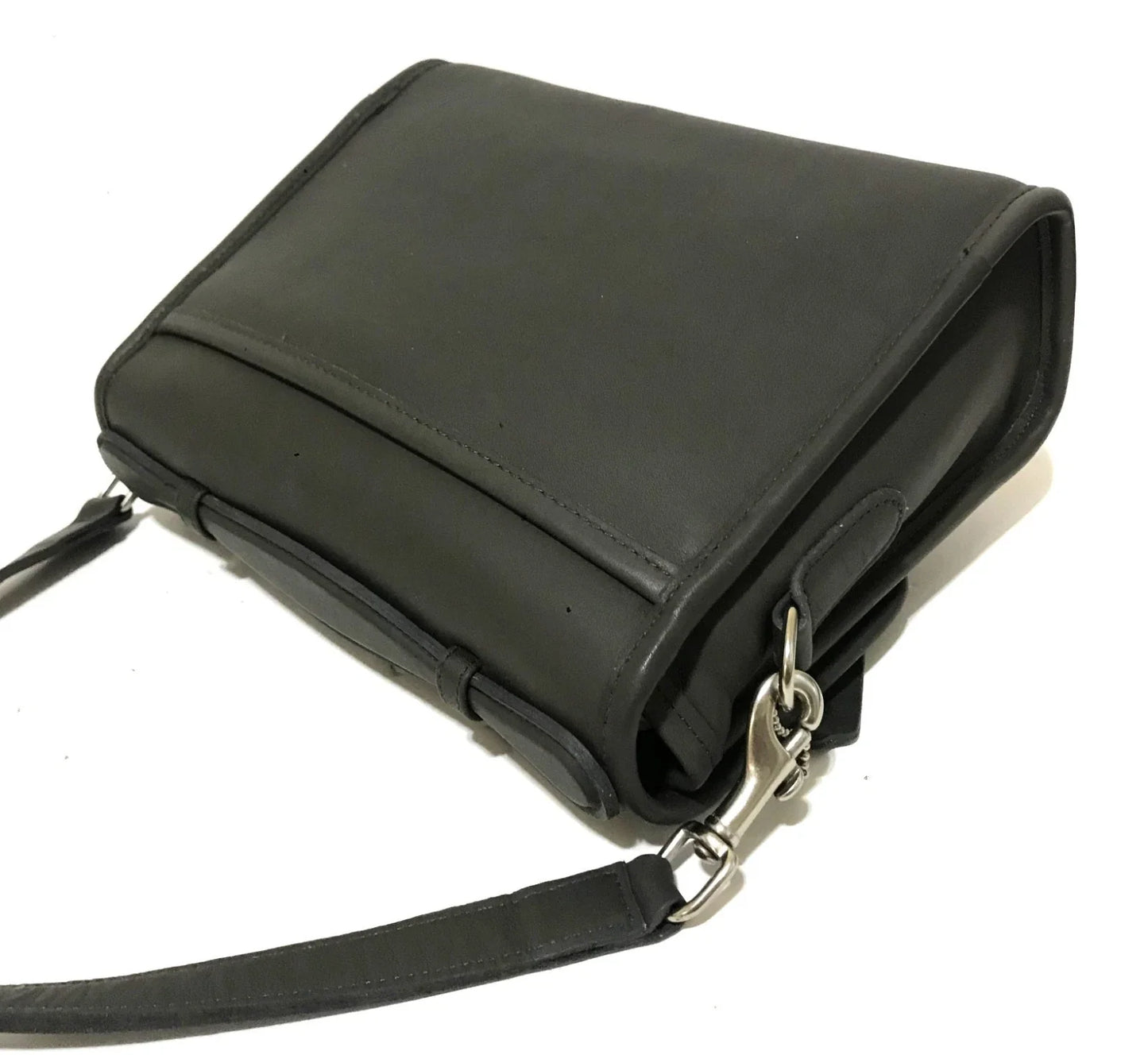 RARE Coach Vtg Classic Dark Gray Leather Sm Messenger Court Brief Bag 9870 USA!