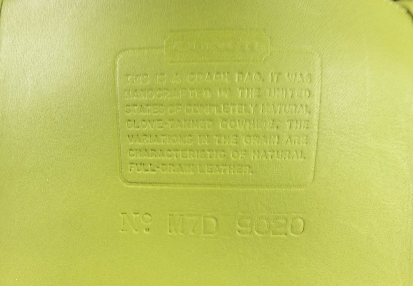 Vintage Coach Ergo Zip 9020 Kiwi Green Leather Bag USA 1997 Original Tissue