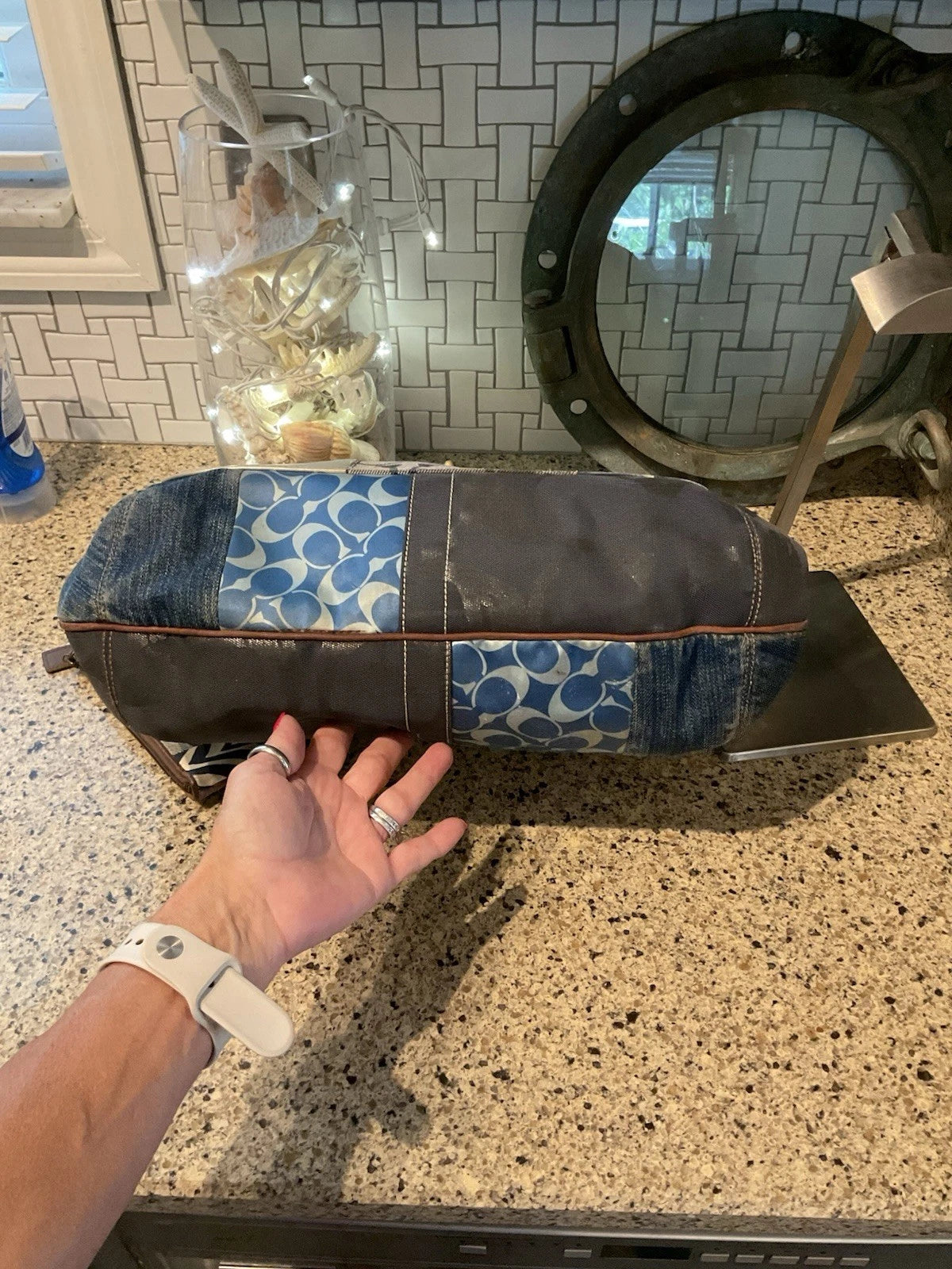 COACH Vintage DENIM Patchwork Ergo Bag & Wristlet LIMITED EDITION 10809
