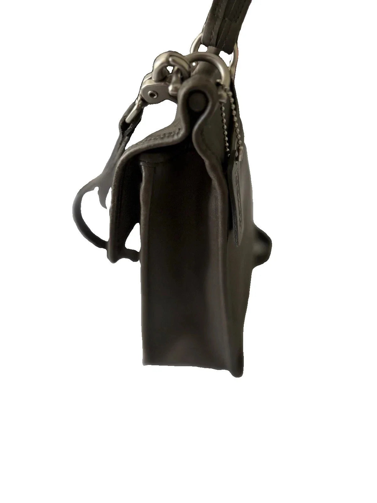 Vintage 90s Dark Gray Coach Willis Bag 9927 Nickel Hardware Charm Clean Interior