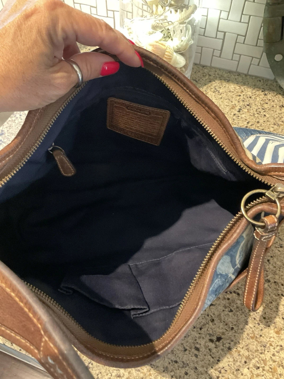 COACH Vintage DENIM Patchwork Ergo Bag & Wristlet LIMITED EDITION 10809