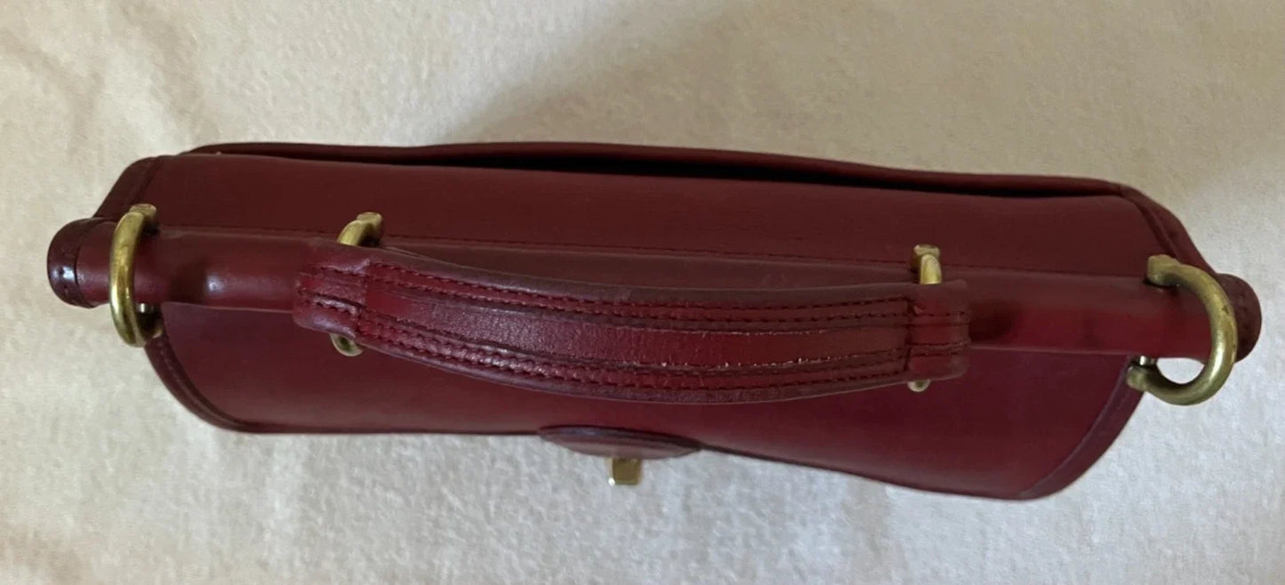 VTG Coach Willis Bag 9927 Dark Red Glove Tanned Leather Crossbody Satchel 1994