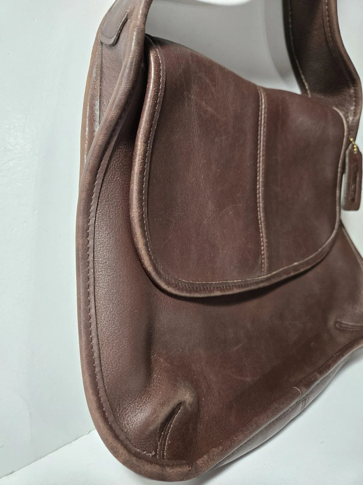 Coach Handbag 9034 Vintage 1990s Brown Ergo Flap Leather Shoulder Bag Rare EUC