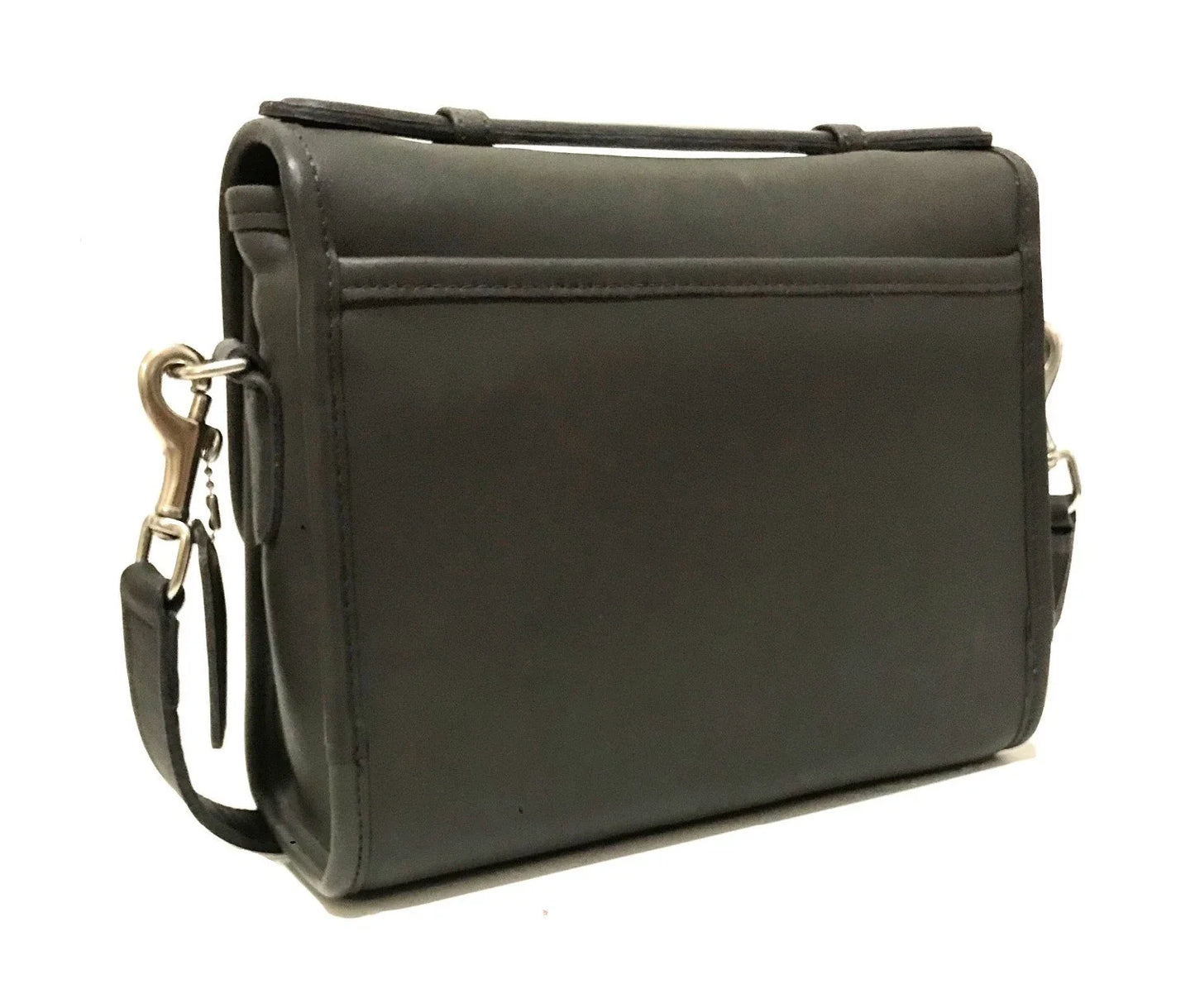 RARE Coach Vtg Classic Dark Gray Leather Sm Messenger Court Brief Bag 9870 USA!