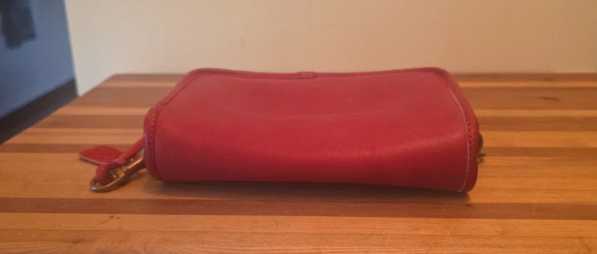 Vintage Red Dinky Crossbody Coach Bag. Made in New York City USA, 70s
