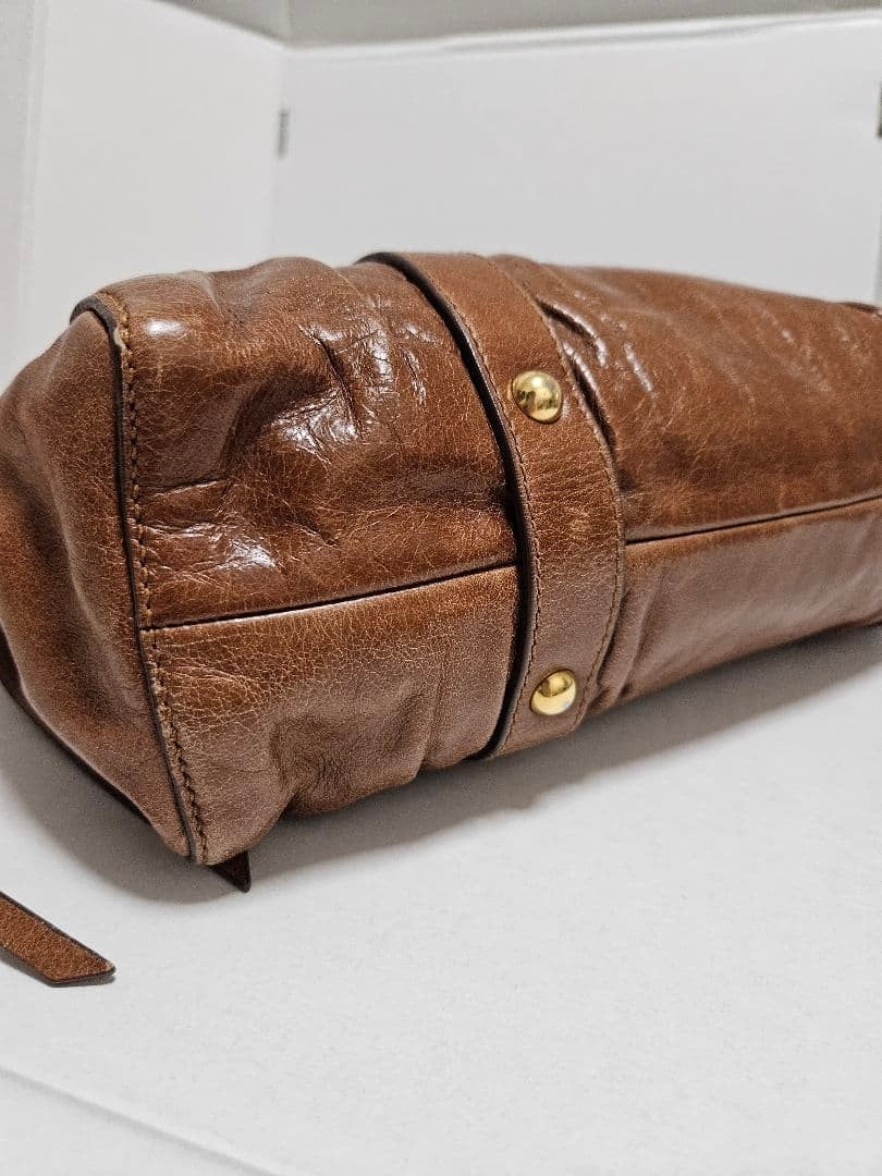 Miu Miu Vitello Lux 2way Handbag Shoulder bag Leather Brown Authentic w/Dust bag